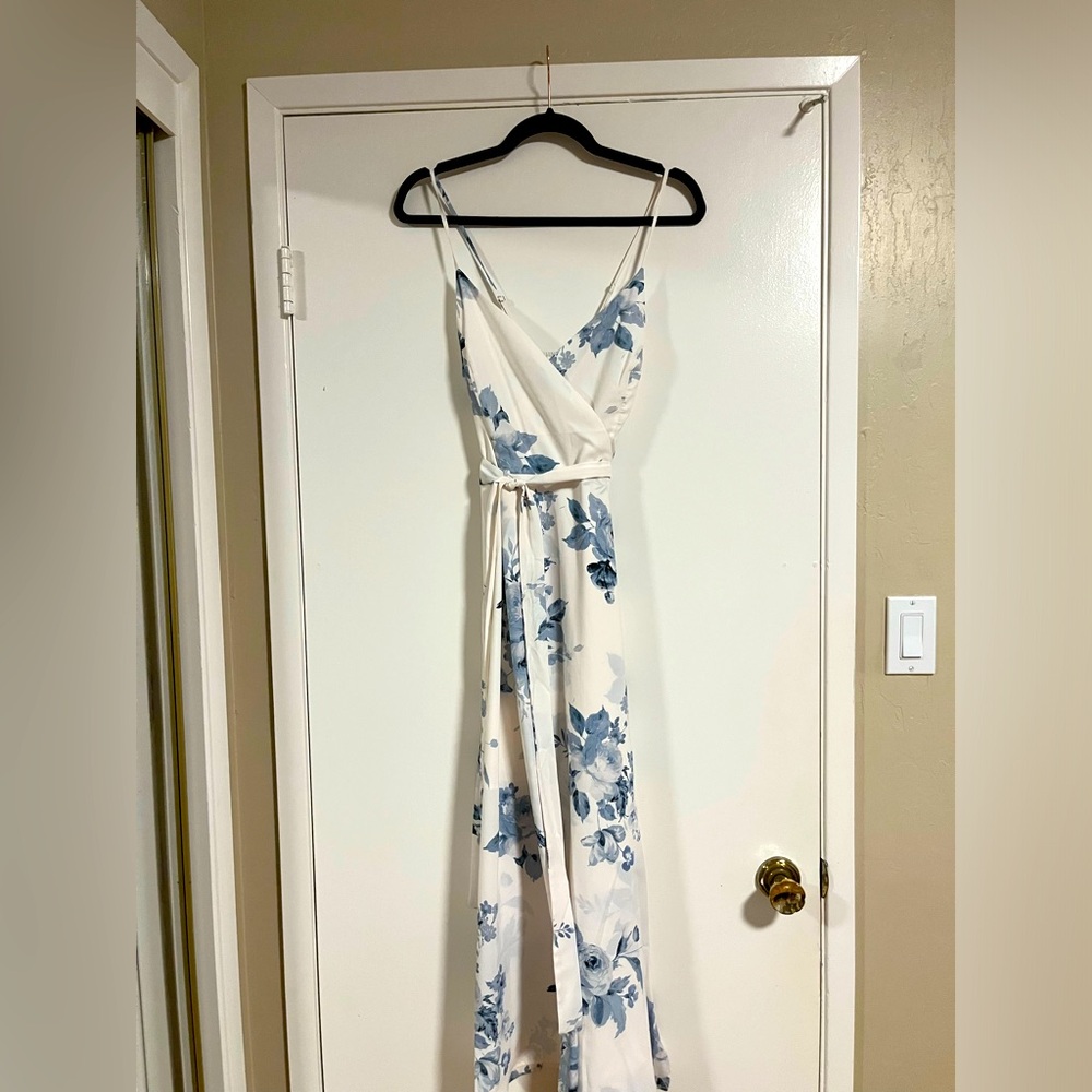 X Madison Beach Wedding Bouquet Floral Belted Chiffon Maxi Dress